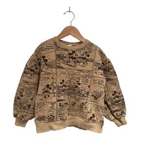 Disney x Zara Tan Mickey Mouse Crewneck Sweatshirt - size 8